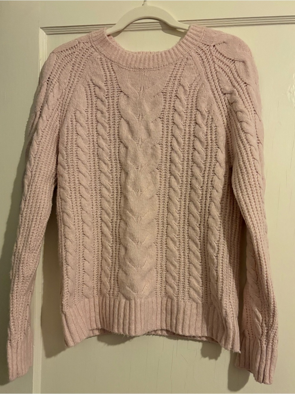 Rachel Zoe Women’s Cable Knit Crewneck Sweater Light Pink